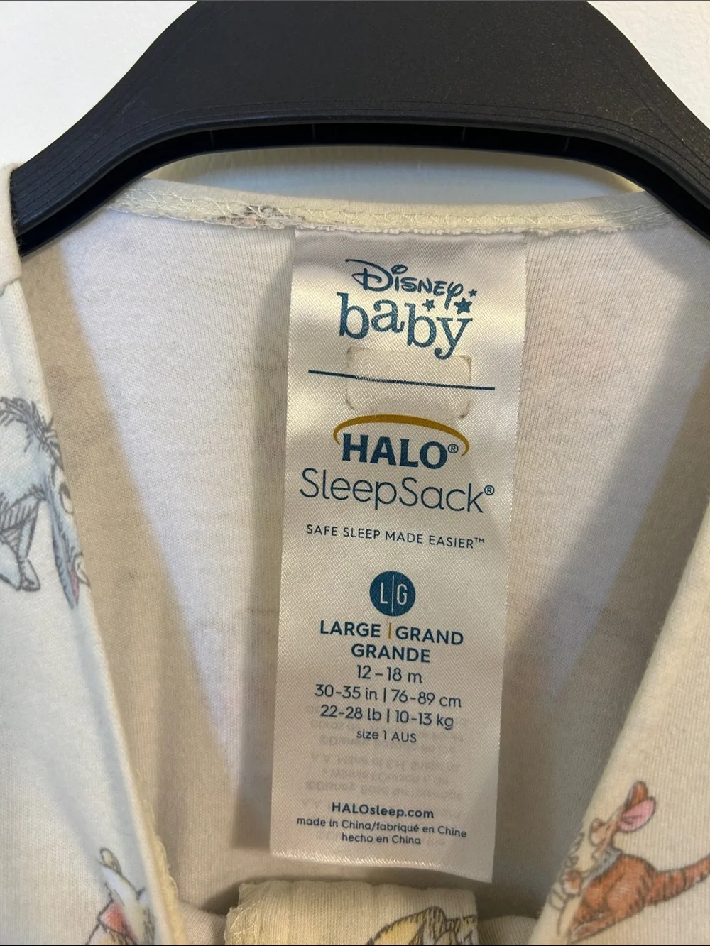 Halo x Disney Cream Winnie the Pooh & Friends Sleep Sack, Size Large / 12-18 Mos